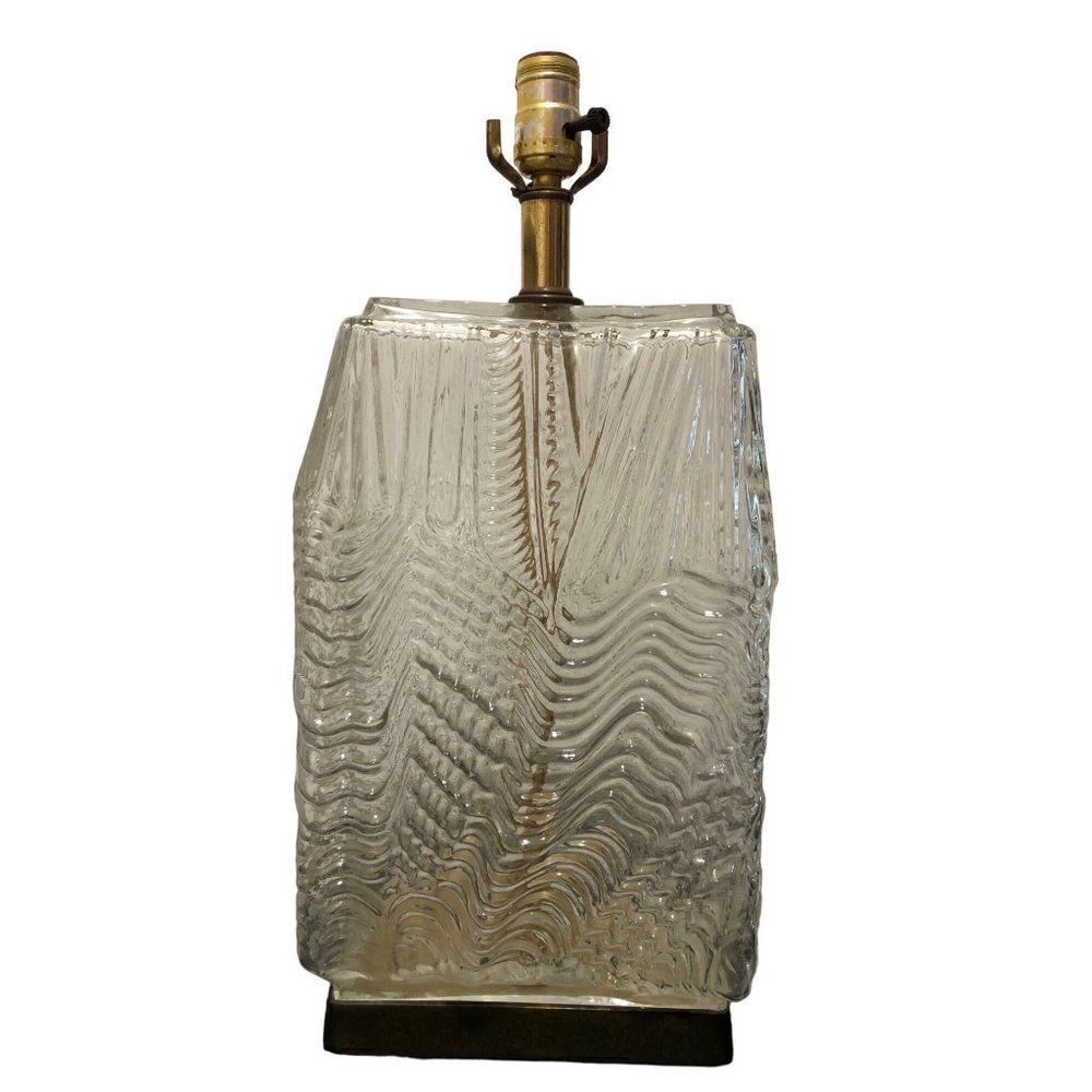 Vintage Ice Glass Table Lamp  Underwriters Laboratories Morris Greenspan Modern
